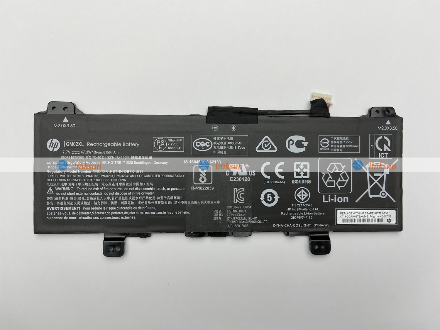 HP GM02XL battery front