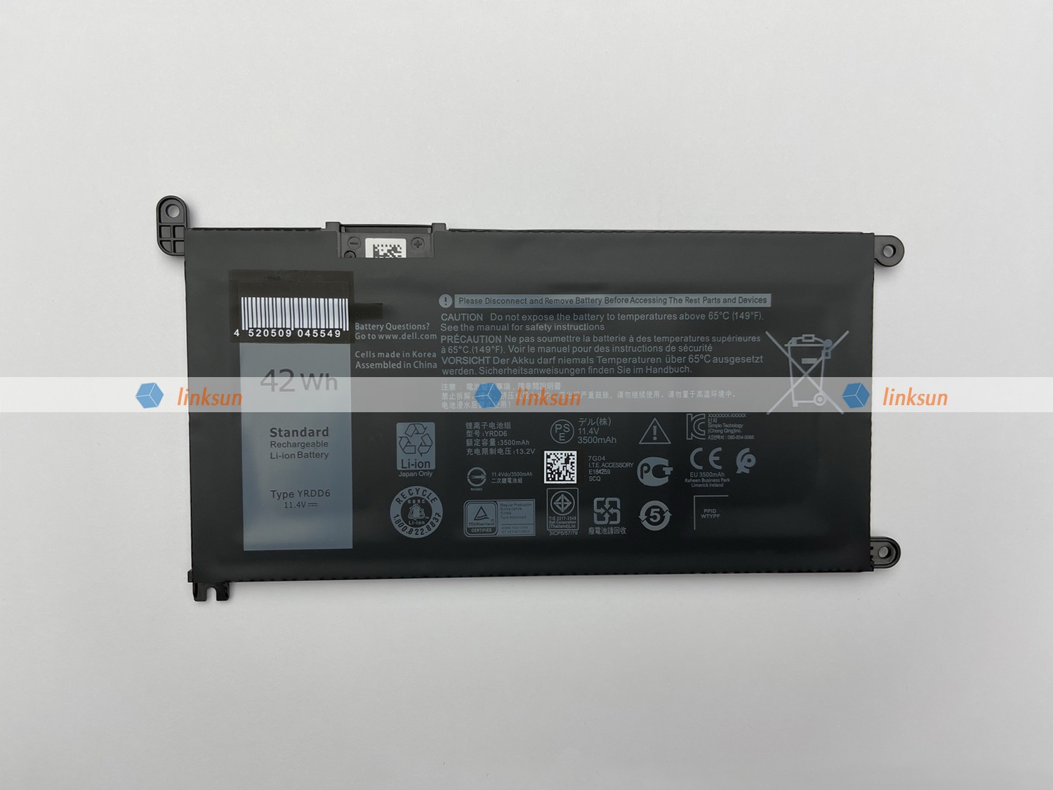 YRDD6 laptop battery front