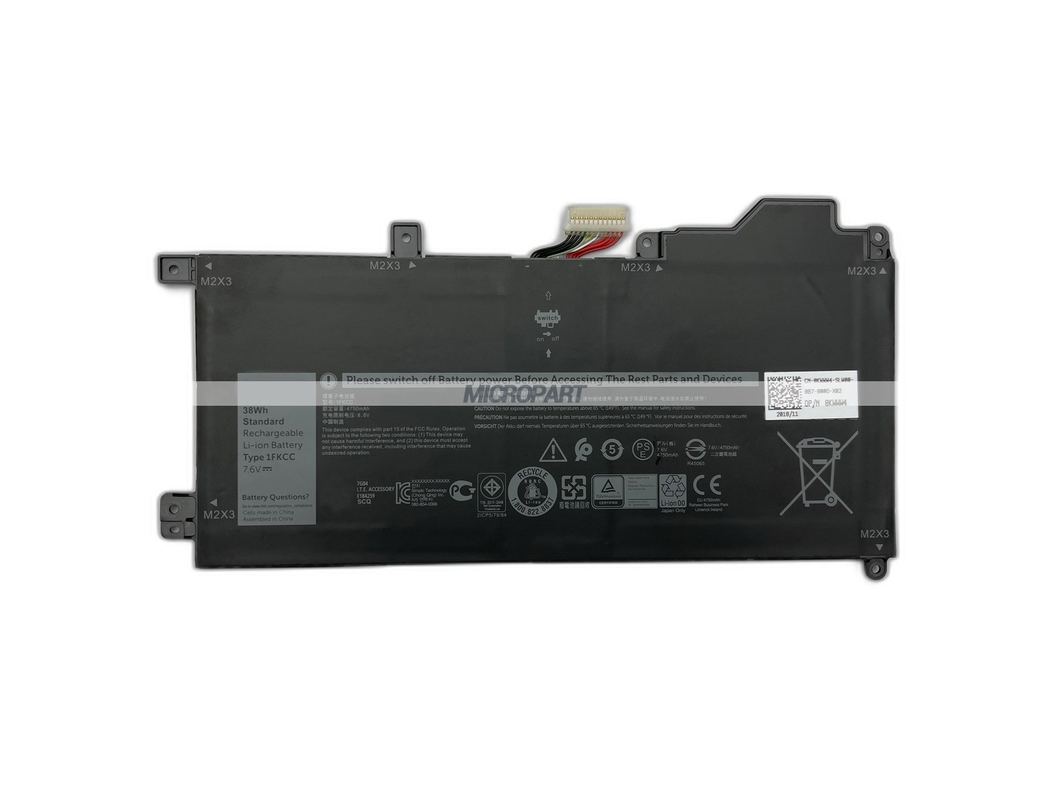38Wh 1FKCC Replacement Laptop Battery for Latitude 7200 2-in-1 Latitude 7210 2-in-1
