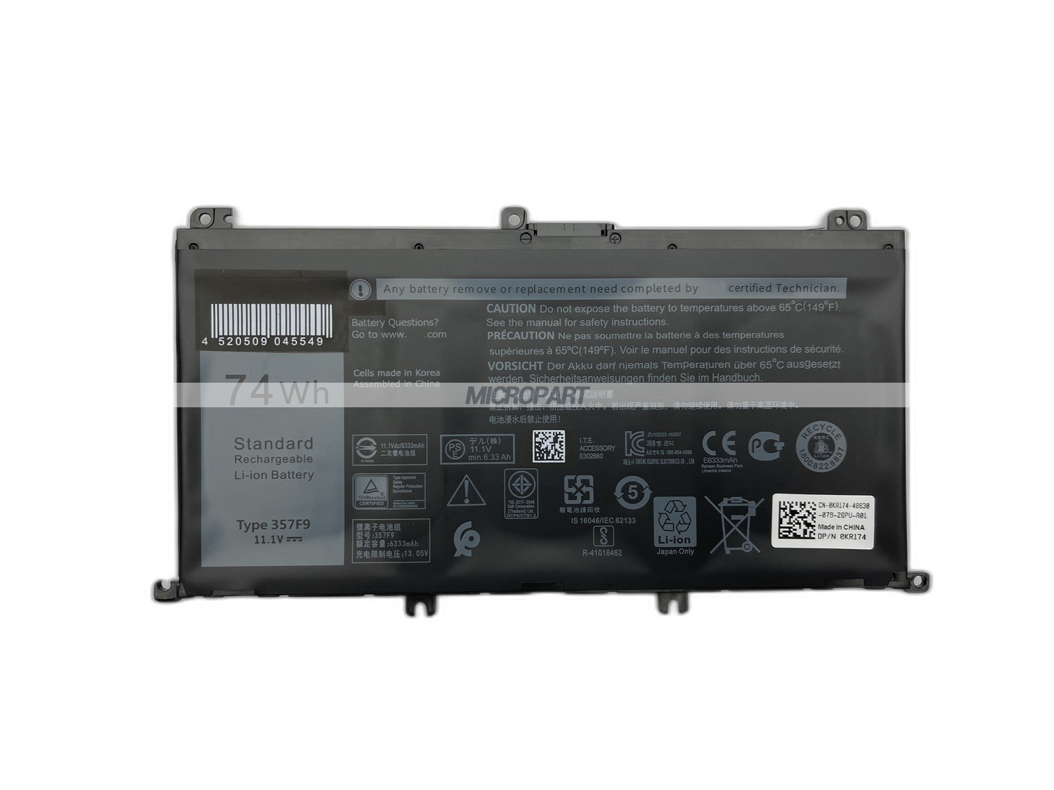 74Wh 357F9 Replacement Laptop Battery for Inspiron 15 7000 Inspiron 15 7559