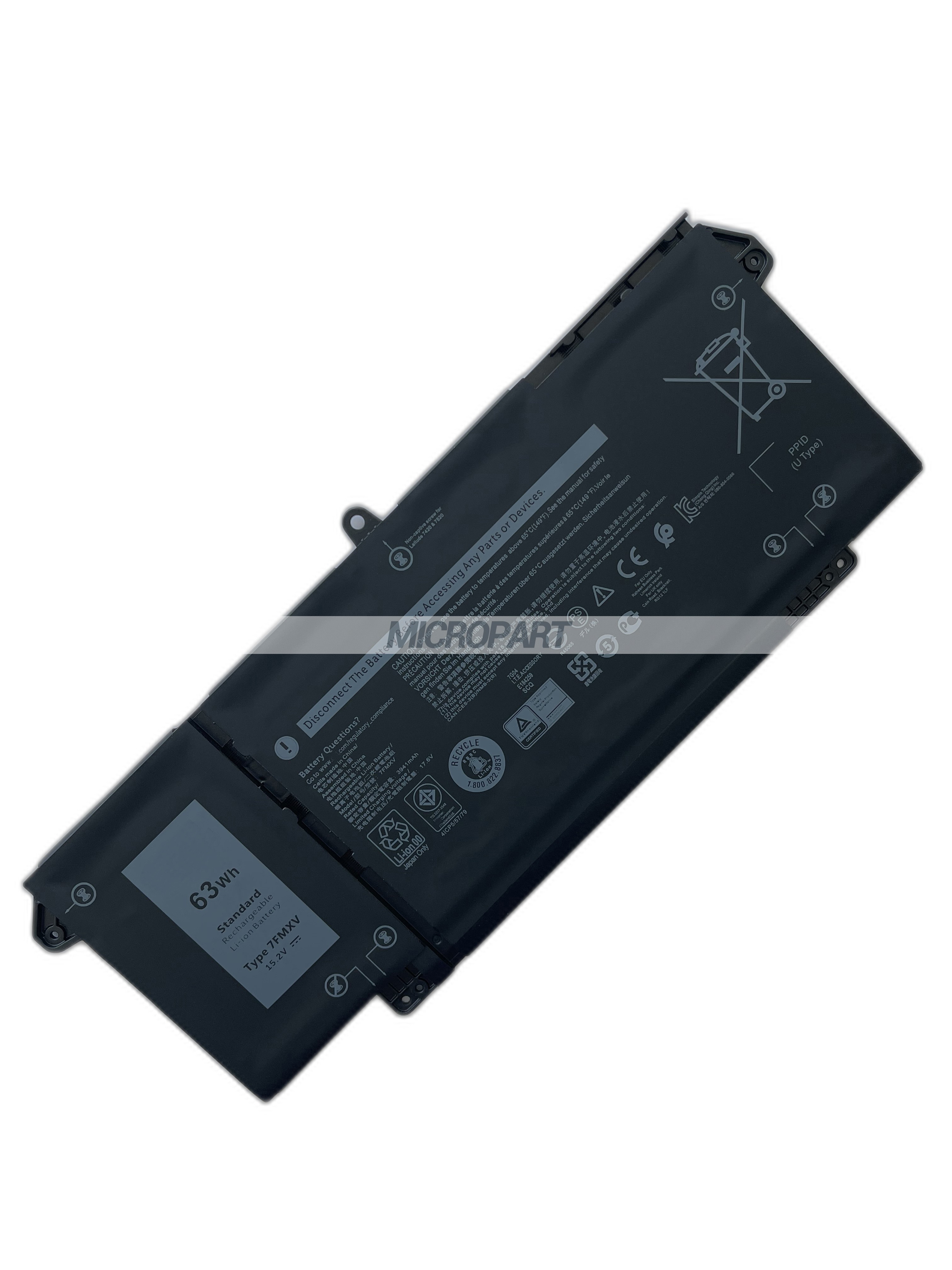 63Wh 7FMXV Replacement Laptop Battery for Latitude 13 5320 Latitude 13 5320 2-in-1 Latitude 13 7320 Latitude 14 7420 Latitude 15 7520