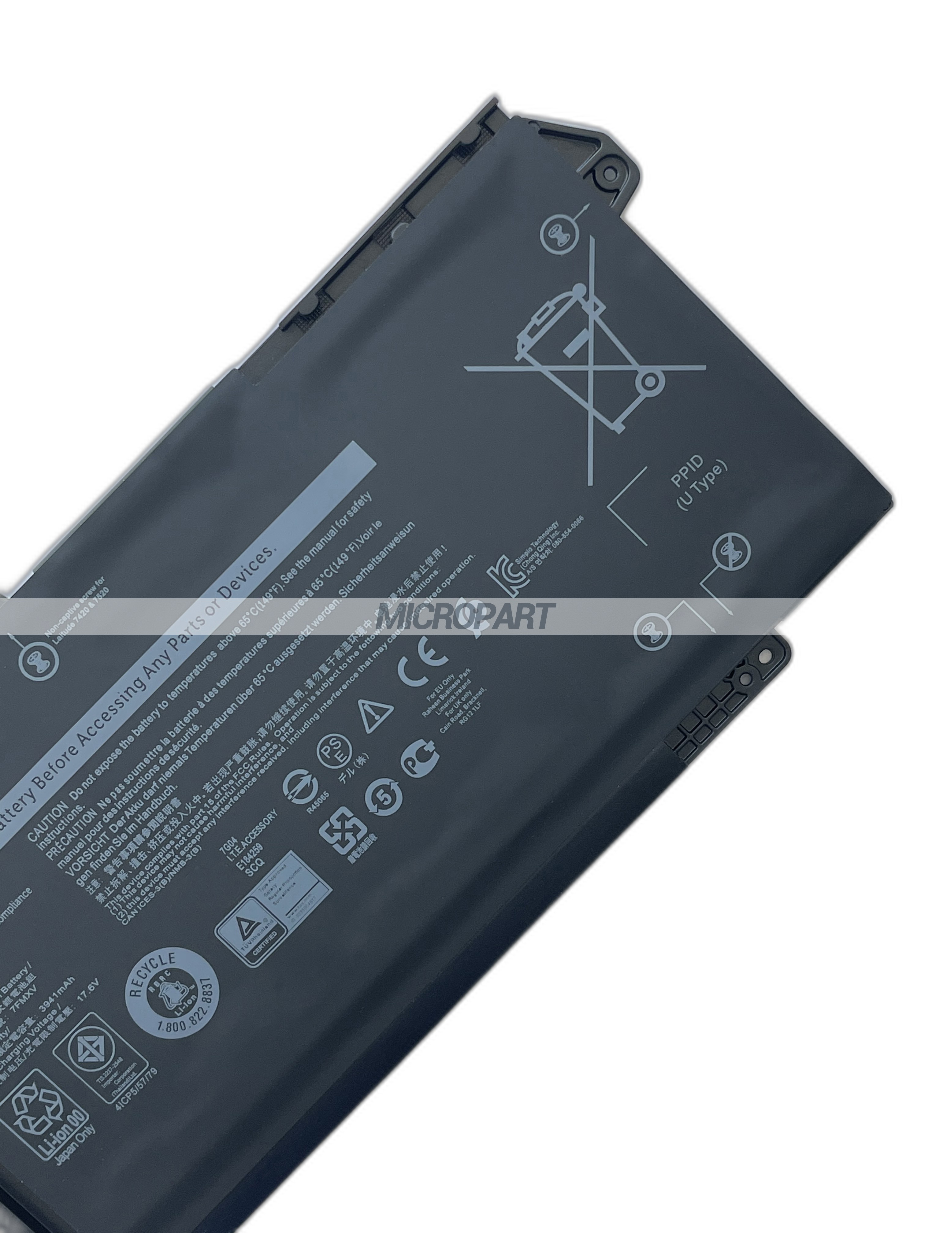 63Wh 7FMXV Replacement Laptop Battery for Latitude 13 5320 Latitude 13 5320 2-in-1 Latitude 13 7320 Latitude 14 7420 Latitude 15 7520