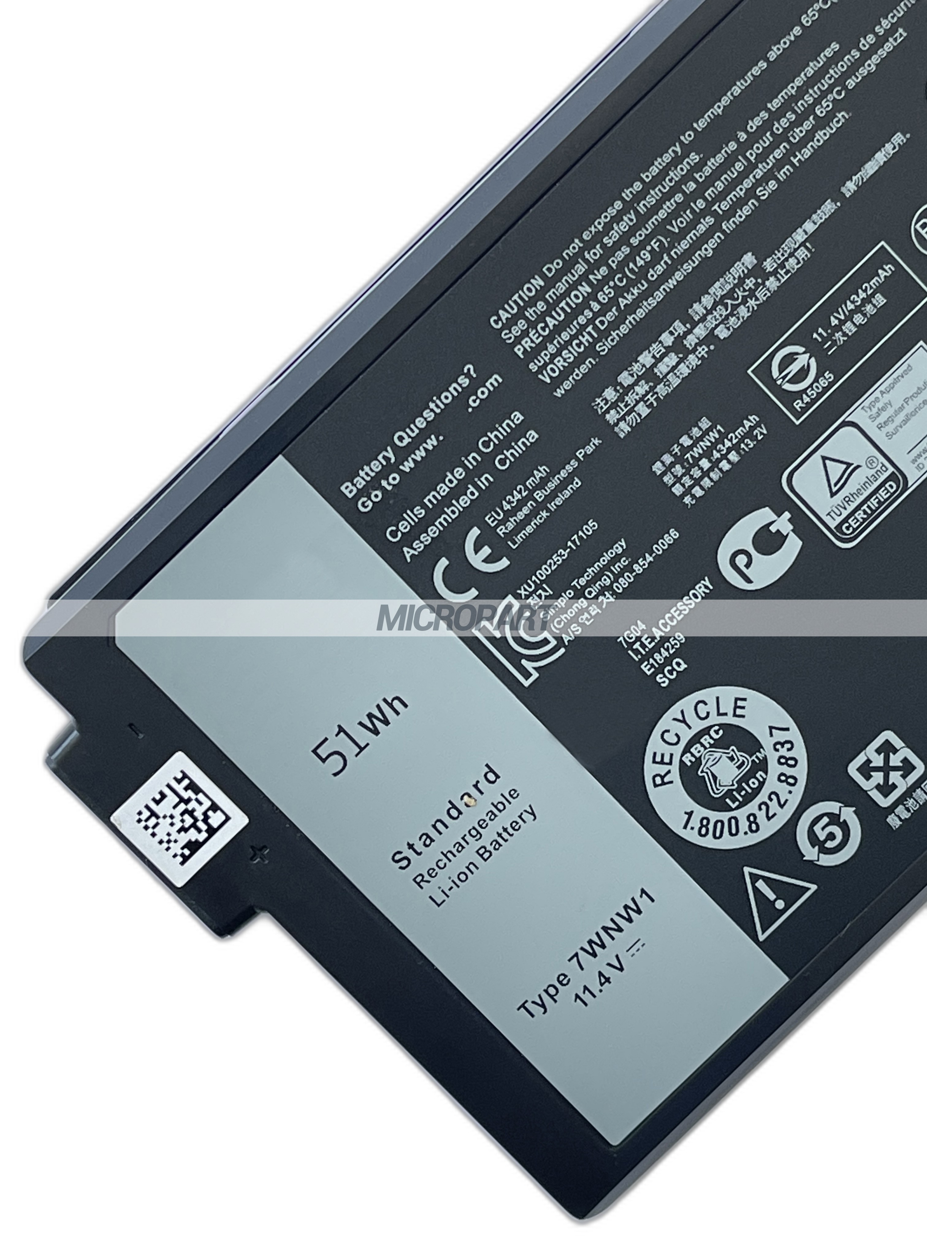 51Wh 7WNW1 Replacement Laptop Battery for Latitude 5420 Latitude 5424 Latitude 7424