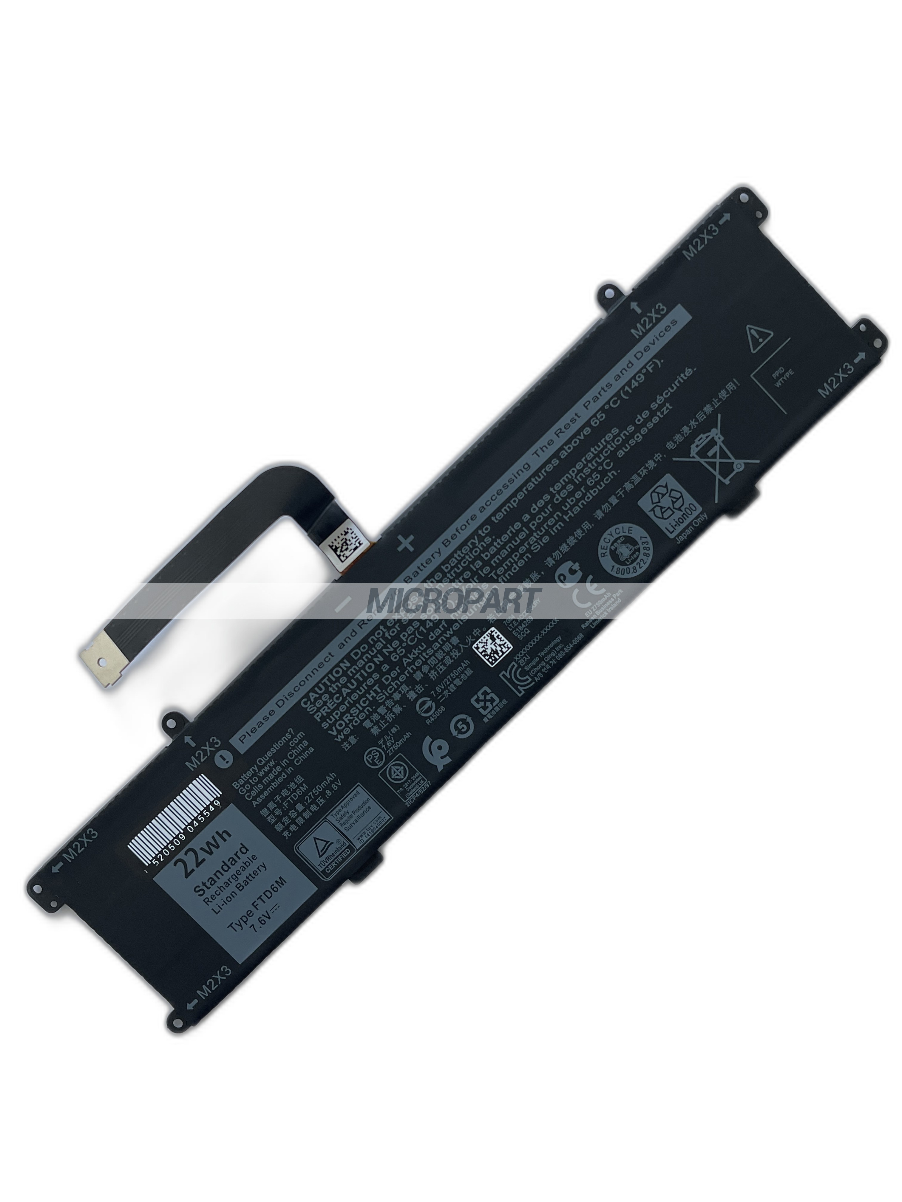 22Wh FTD6M Replacement Laptop Battery for Latitude 12 7285 2-in-1
