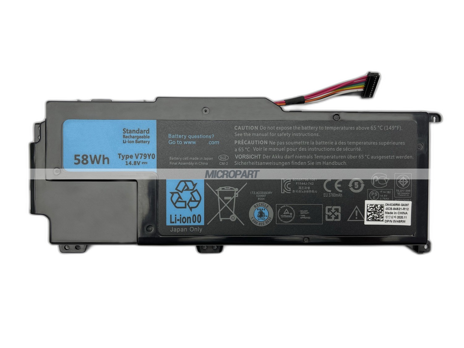 58Wh V79Y0 Replacement Laptop Battery for XPS 14Z XPS L412x XPS L412z XPS L511z