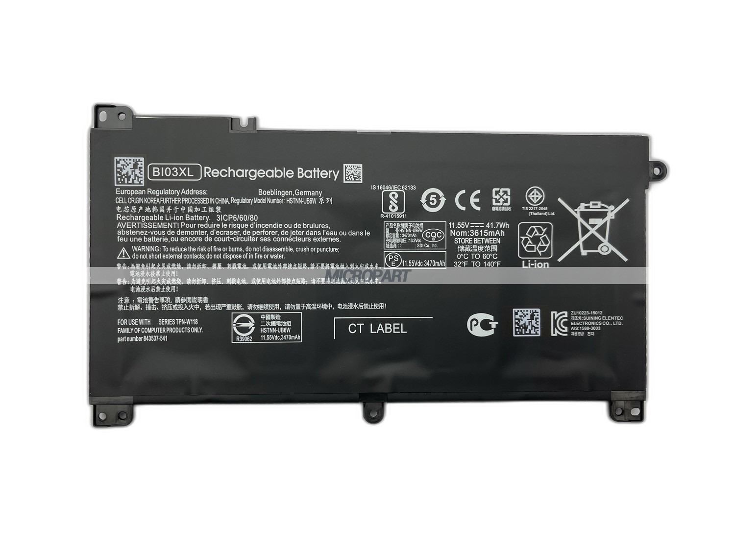 BI03XL 843537-541 HSTNN-UB6W TPN-W118 Laptop Battery Replacement for Pavilion x360 13-U Series Stream 14-AX Series