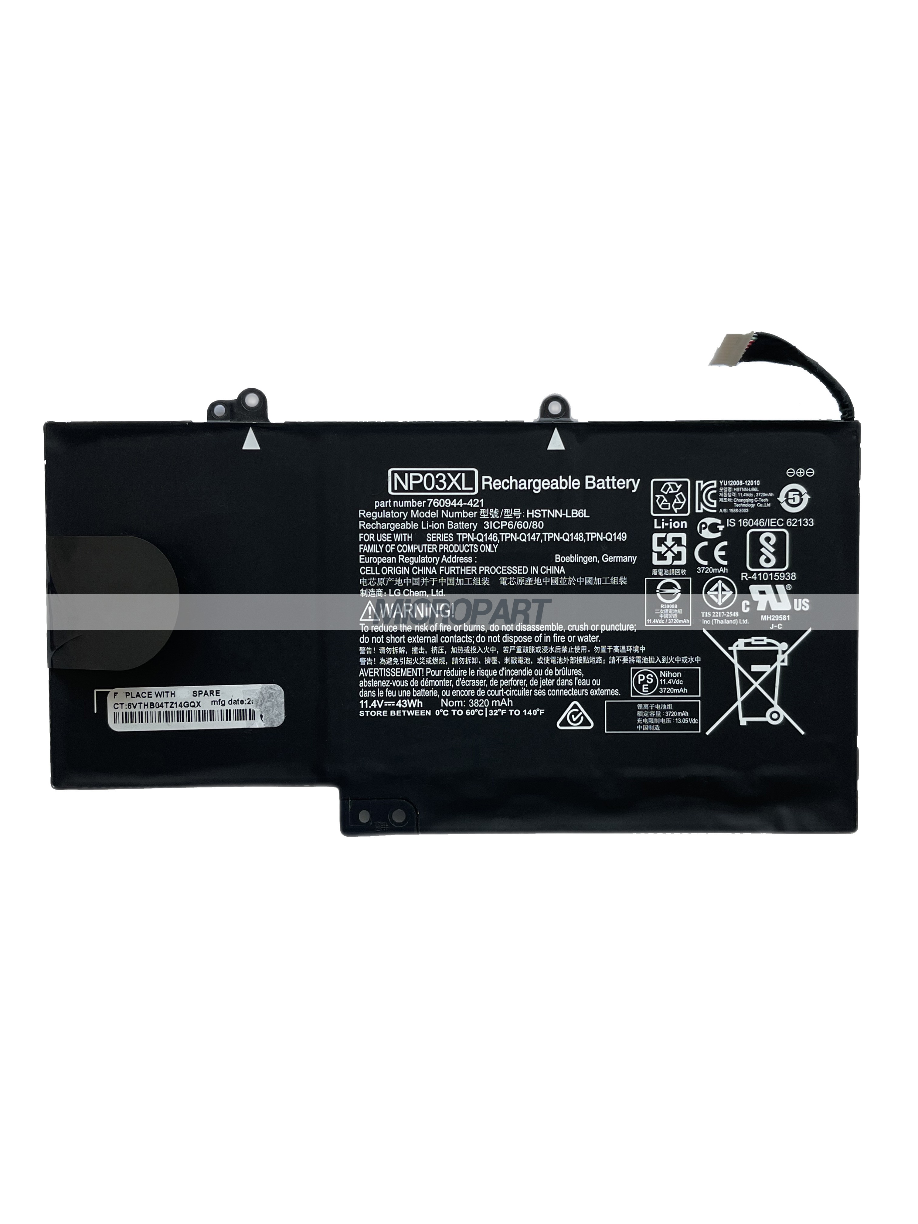 NP03XL 760944-421 HSTNN-LB6L Laptop Battery Replacement for Envy x360 15-u010dx Envy x360 15-u050ca Envy x360 15-u337cl Pavilion x360 13-a010dx