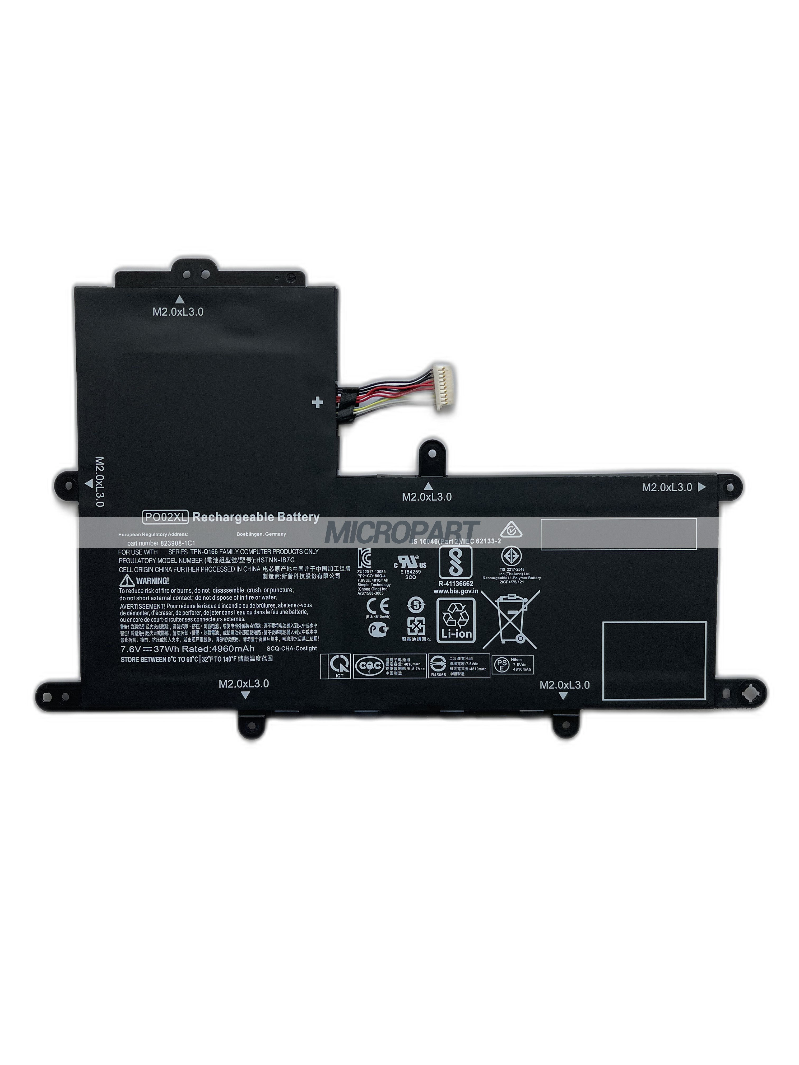 PO02XL 823908-1C1 HSTNN-IB7G Laptop Battery Replacement for Stream 11-a Series
