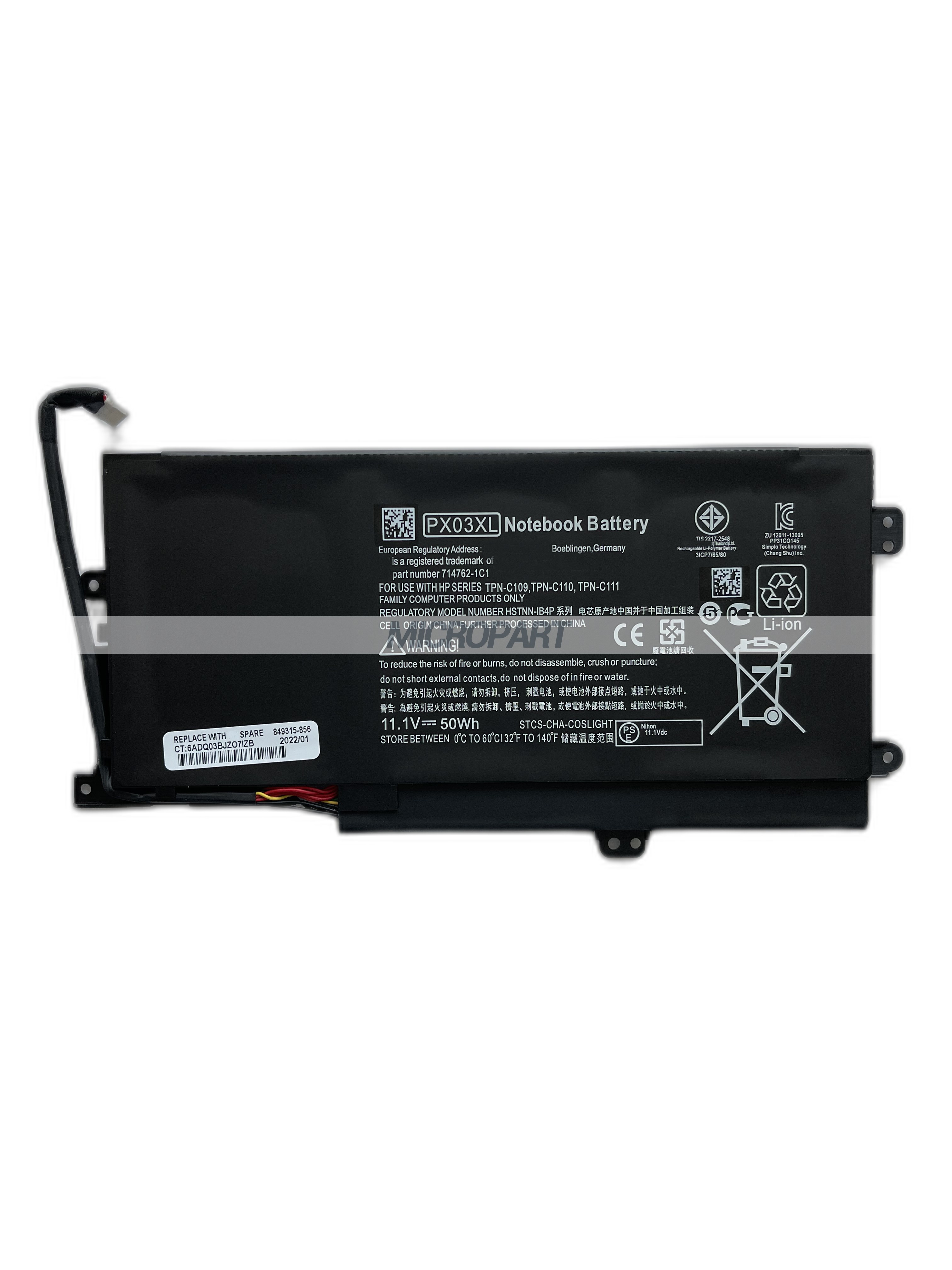 PX03XL 714762-1C1 HSTNN-IB4P Laptop Battery Replacement for Envy Touchsmart 14 Sleekbook
